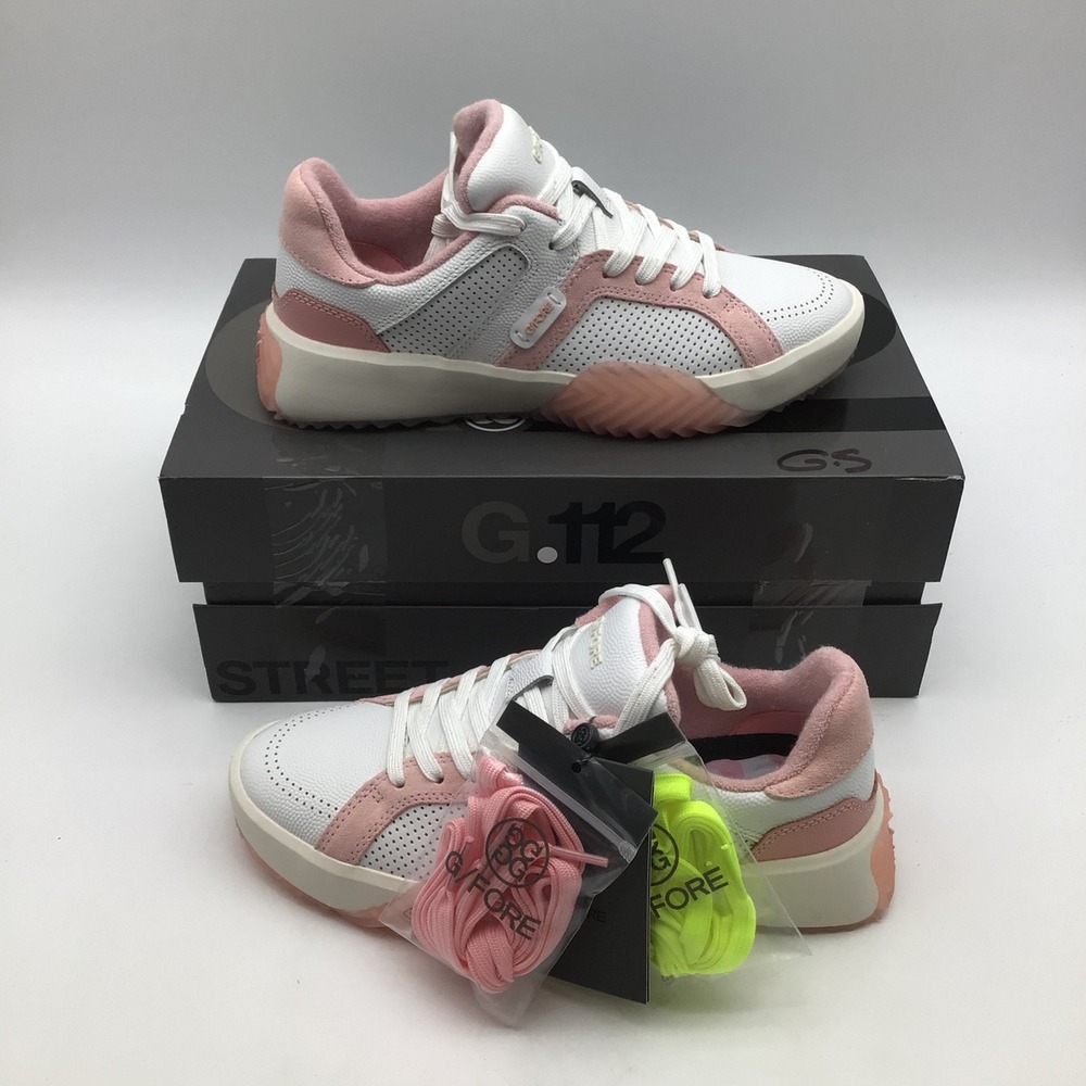 G/FORE Womens G.112 Street Shoe White Pink Leather Golf Sneakers Size 7 NEW